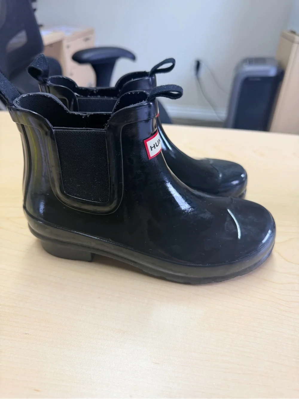 Hunter Kids Black Gloss Chelsea Rain Booties
